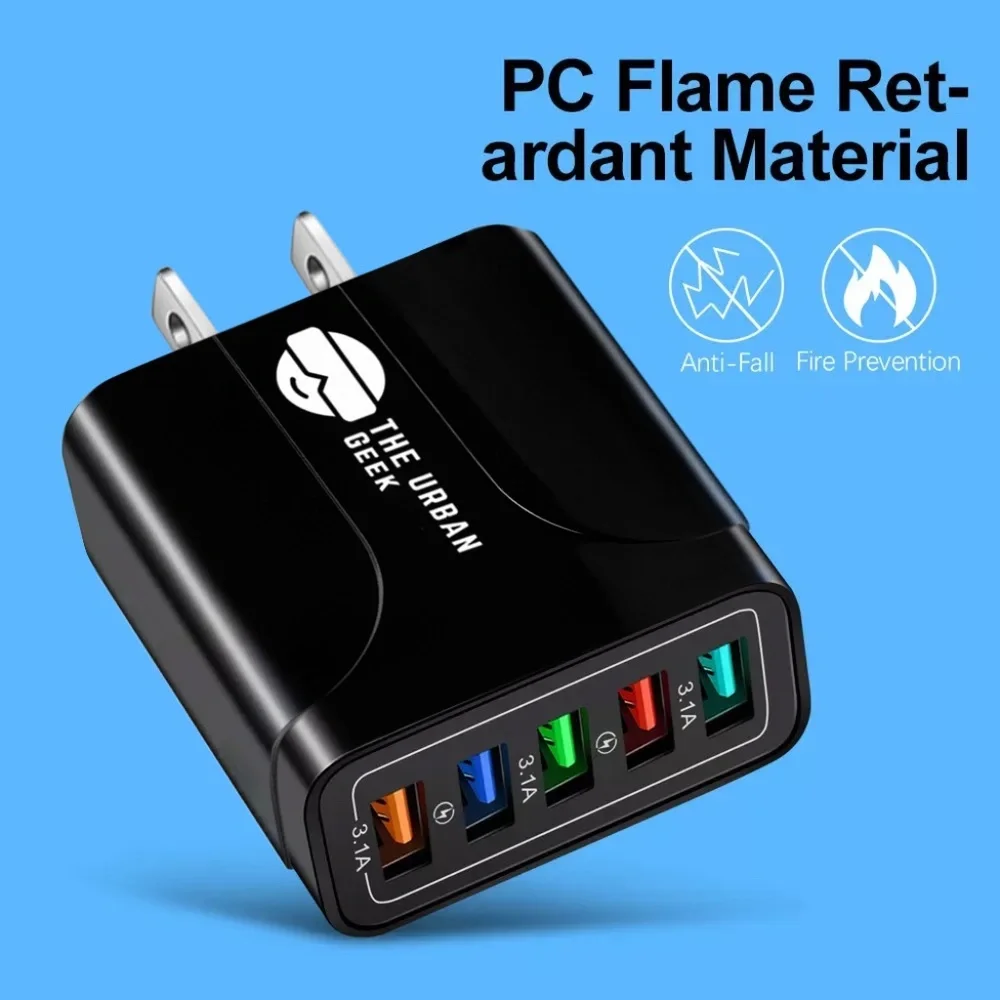 48 Watt 4-Port USB 3.0 Fast Charging Adapter Compatible with Apple, Android, Etc